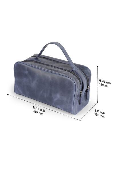 LONDO Two Compartment Genuine Leather Travel Bag Unisex - Blue