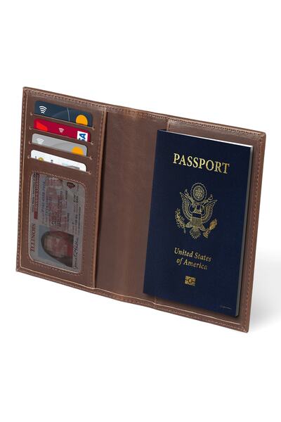OttoAngelino Otto Angelino шкіряний чохол для паспорта - захист RFID - коричневий