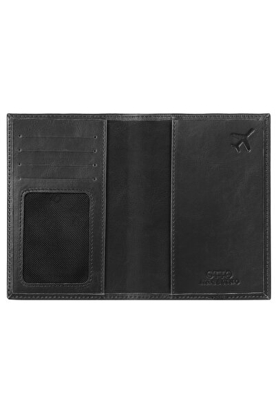 OttoAngelino Otto Angelino Leather Passport Case Wallet - Rfid Protected - Black