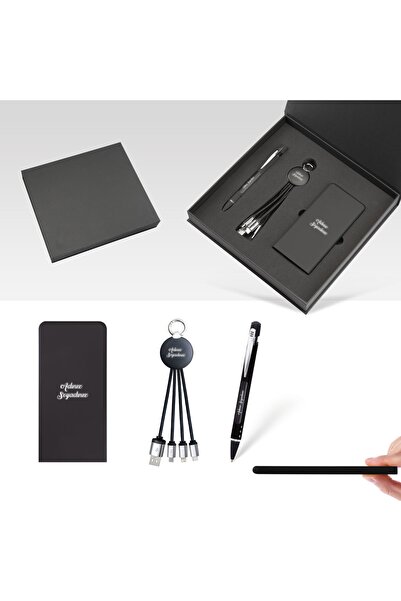 Bood Design Özel Isimli Set Led Işıklı Powerbank,led Işıklı Kalem,ledli Şarj