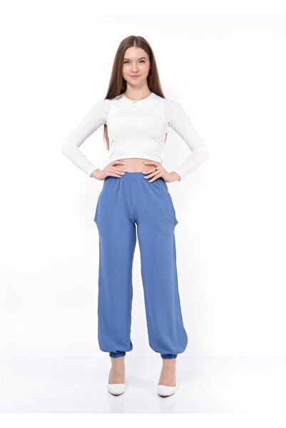 Nuseel Ženske šalvar pantalone sa elastičnim strukom, svetloplave
