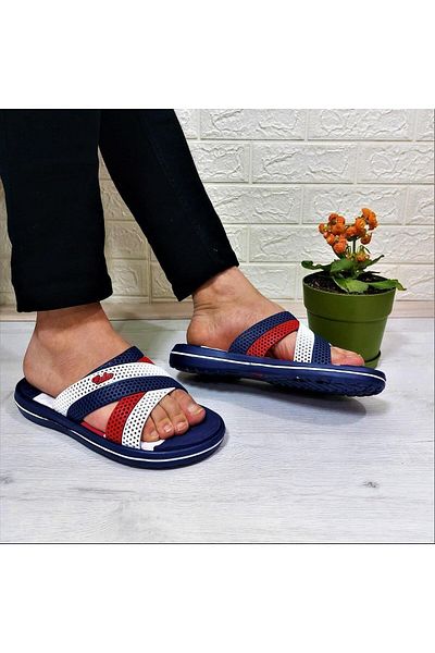 Calx 2834-2888 Navy Blue Massage Sole Daily Pool Beach Ανδρικές παντόφλες