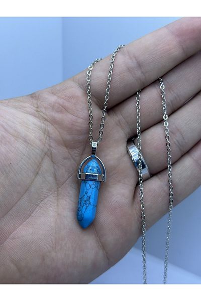 grs oyuncak Natural Turquoise Stone Nail Model Necklace