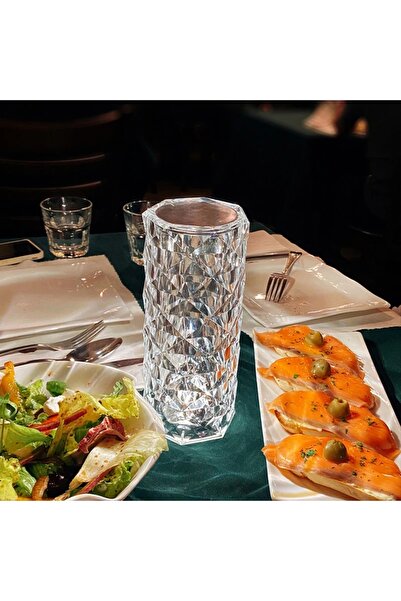 PİNK İTHALAT Projeksiyon Masa Lambası Kristal Elmas Led Dokunmatik Sensör Usb...