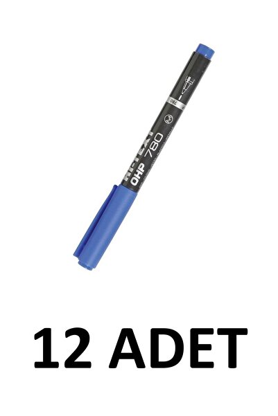 Hi-Text 12 Adet Ohp Asetat Kalemi Mavi 780-MM M Uçlu Permanent
