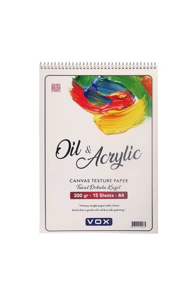 VOX Art Kanvas Dokulu Yağlı Ve Akrilik Boya Defter A4 300 gr 15yp