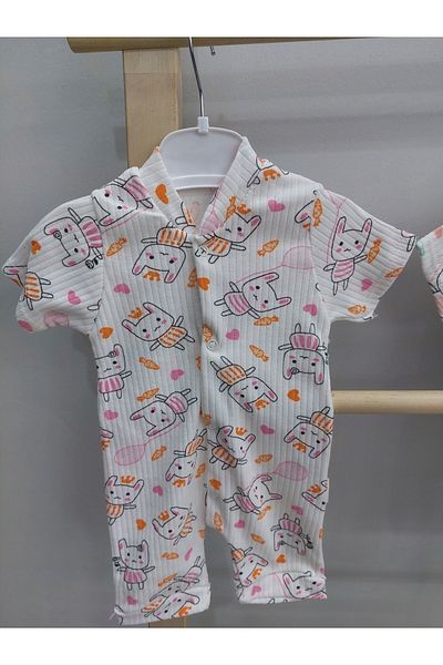 İSSE TEKSTİL Baby Unisex Children's Jumpsuit with Snap Fasteners Front Opening