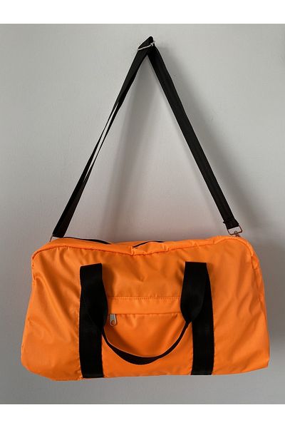 ICONE BAG Portocaliu neon - Geantă sport pentru femei și bărbați, geantă de fitness unisex cu buzunare, țesătură parașută