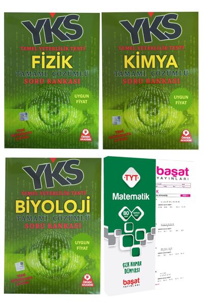 Başat Yayınları YKS Örnek Akademi Fizik Soru Bankası+Kimya SB+Biyoloji SB+Baş...