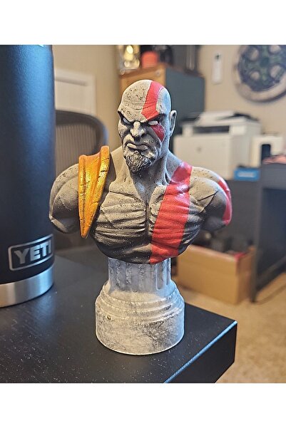 TuransoyCraft Kratos Haşin Öfke God of War Boyalı Büst 12 CM