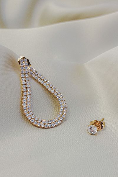 COSİTA Waterway Zircon Stone Design Solitaire Detail Modern Earring