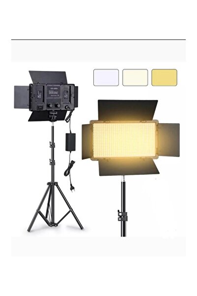 FototekFotograf 800 Led Pro Led-800 Video Işık Panelli Kamera Işığı Youtube Video Işık iki adet Batarya + 2M Ayak