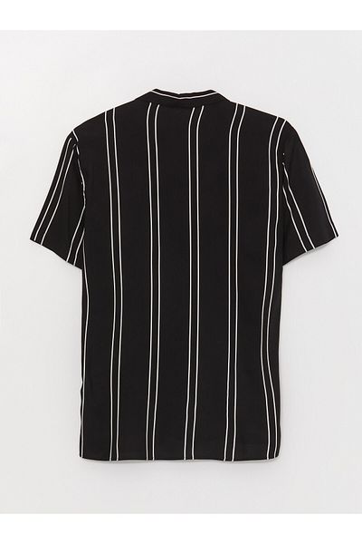 LC Waikiki Viskose Regular Fit Gestreiftes Kurzarmhemd für Herren