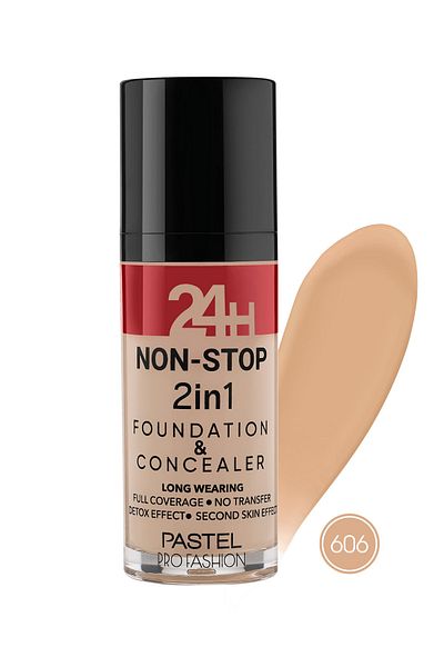 Pastel 24h Non-stop 2in1 Foundation & Concealer - Foundation & Concealer 606 Warm