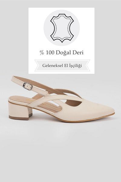 TUNAELLİ PANTOFI CU TOC NUMĂRUL 35-41-42 PIELE VERITĂ BEJ DE FEMEI
