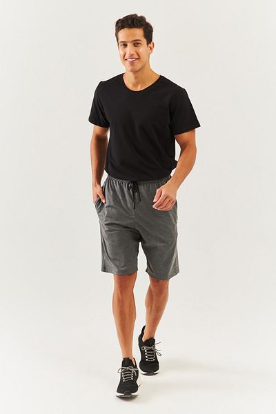 Butikgiz Smoked Comfortable 100% Cotton Combed Cotton Lace Up Short Trendy Men's Shorts with Pockets