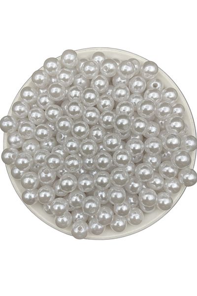 Hedef Bijuteri 100gr 10mm White Color Luxury / Luxury Coated Plastic Pearl Beads, Jewelry Making Beads (100gr,~190 Pieces)