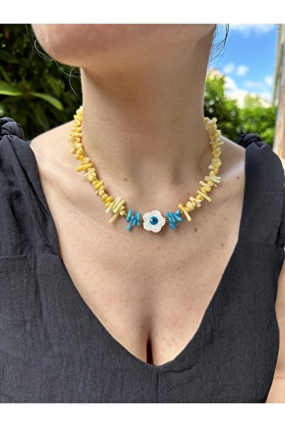 wanwa aksesuar قلادة عين الشر المرجانية المكسورة
