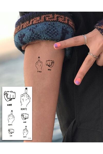 BP Tattoo F Word Geçici Dövme Orta Parmak Dövmesi Mini Tattoo