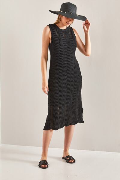 Bianco Lucci Gemustertes, gefüttertes Sommer-Strickkleid für Damen