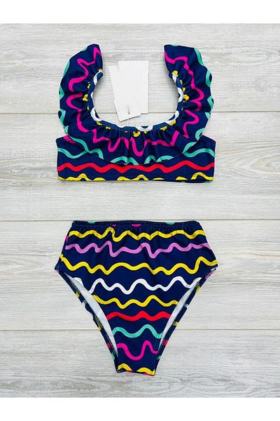 My Kids Wear Frilly Printed Girl's Swimsuit