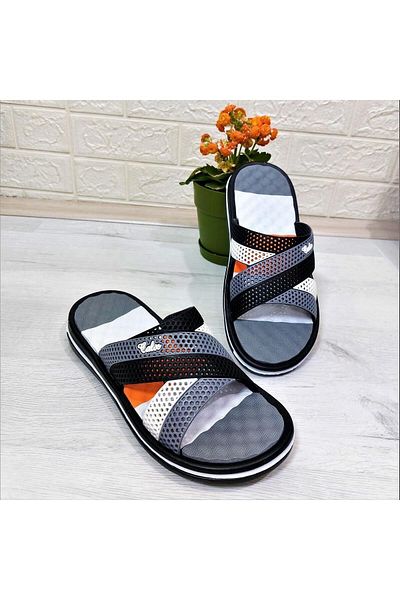 Calx 2834-2888 Gray Massage Sole Daily Pool Beach Men's Slippers