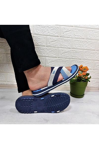 Calx 2834-2888 Blue Massage Sole Daily Pool Beach Men's Slippers