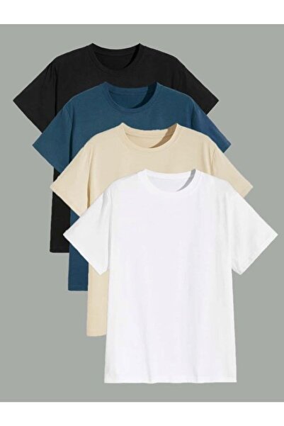 NO 601 Tricou unisex supradimensionat, fără model, 4 piese, combinație multiplă