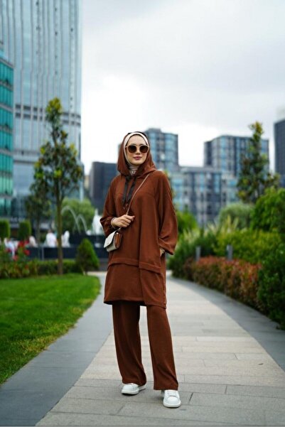 NS Moda Hijab Hooded Icon Set Brown Model-490