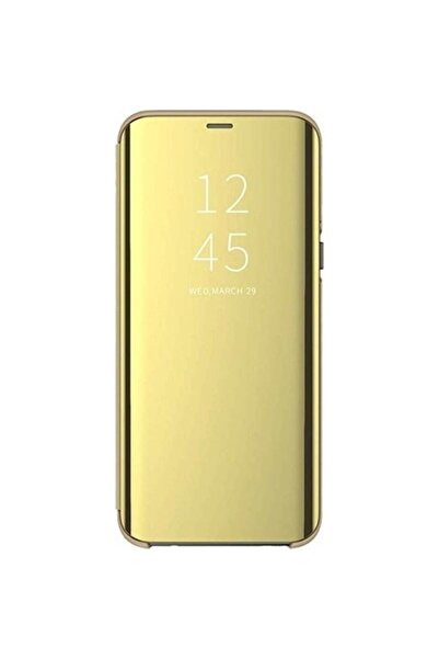 prolysus Samsung Galaxy S10 Plus Kapaklı Kılıf Aynalı Kılıf Gold