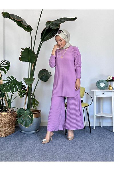 ASEL FASHİON Pleated Sandy Set