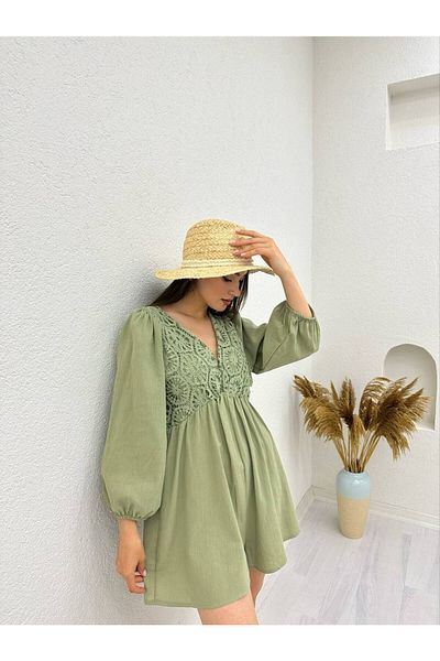 Laluvia Spitzen-Jumpsuit-Kleid für Damen - kurz gefüttert