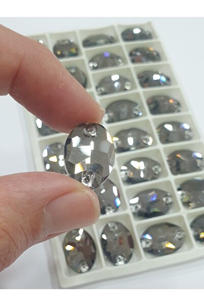 CRYSTALSHOP Kristalni kamen za podupirač - 13*18mm ovalni dimljeno sivi (50 kom)