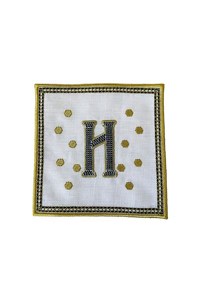 ge living Tiled Margot ́ ́H ́ Letter Cocktail Napkin (1 Piece)