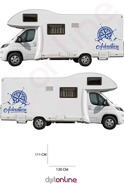 Dijitonline 2 Autocolante Busul pentru Caravană - Autocolant Adventure - Autocolant Munte - 120x111 Cm