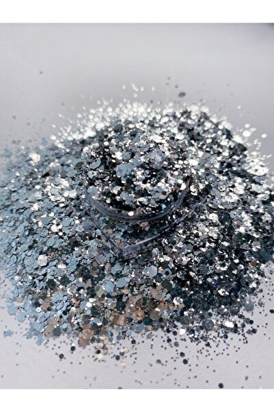 Sirius Hobi Epoksi Reçine Quartz Silver Tırnak Makyaj Chunky Glitter 8 gr Hologramlı Sim 2x4gr Kutulu