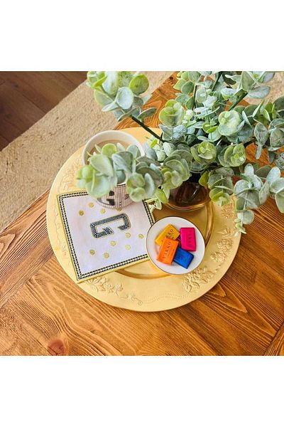 ge living Tiled Margot ́J ́ Letter Cocktail Napkin (1 Piece)