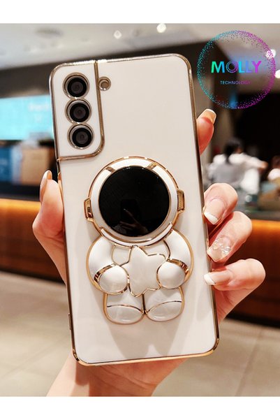Molly Technology Luxury Silicone Case with Pearl White Cute Astronaut Stand G...