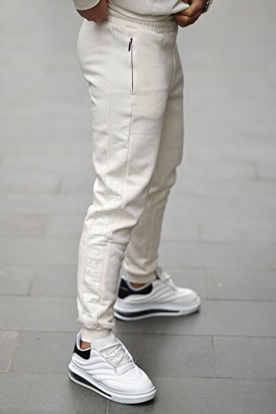 TOMMY LIFE Men's Raised Printed Jogger Bottom Tracksuit 84918 Ecru