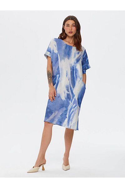 Faik Sönmez Brush Pattern Woven Dress 66269