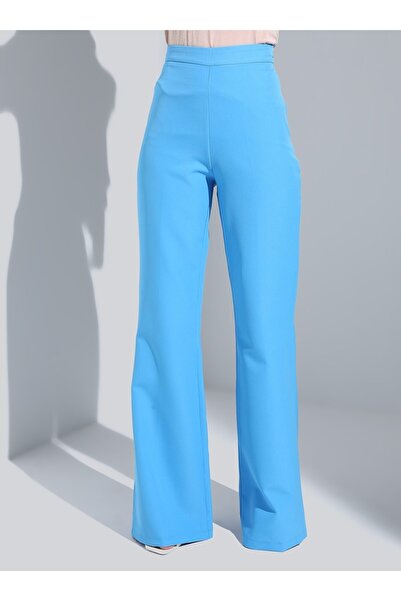 Refka Flared Leg Classic Fabric Trousers - Light Blue - Woman