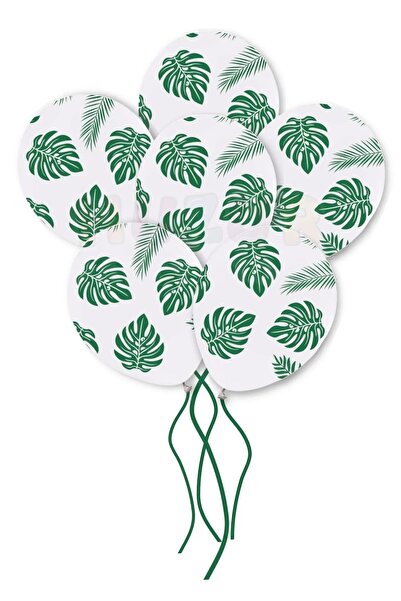 Party City بالون أبيض مطبوع بأنماط أوراق شجر 5 قطع 30 سم بمفهوم شخصية سفاري ت...