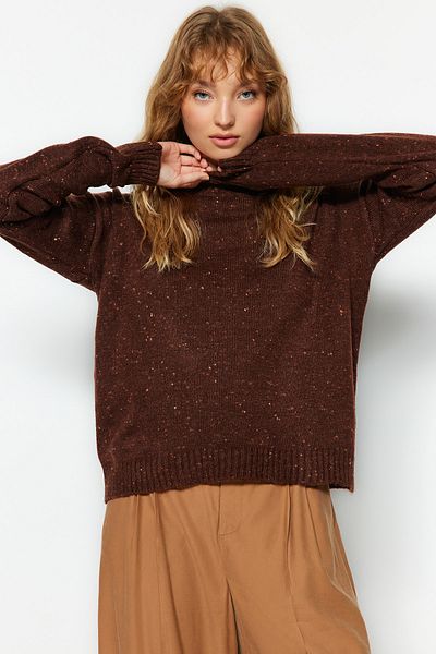 Trendyol Collection Brown Soft Textured Knitted Sweater TWOAW24KZ00219