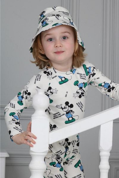 My Kids Wear ملابس سباحة مطبوعة مع قبعة محمية