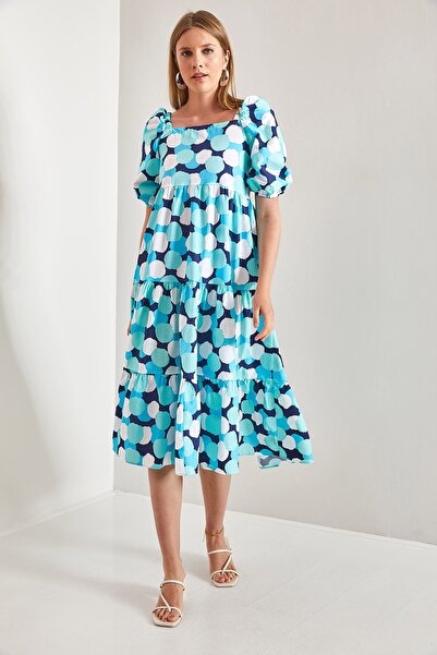 Bianco Lucci Dámské vzorované šaty s čtvercovým límcem