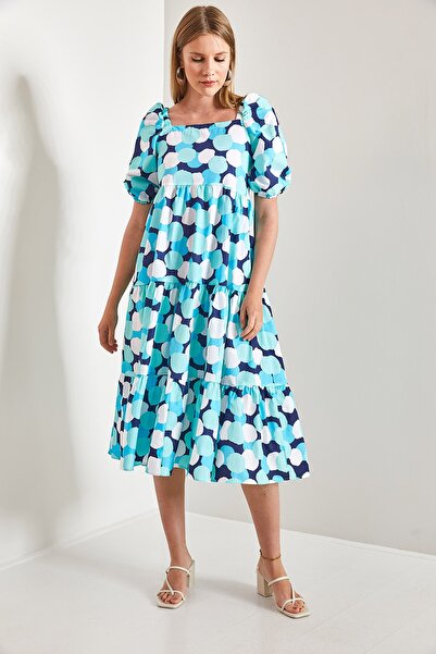 Bianco Lucci Dámské vzorované šaty s čtvercovým límcem