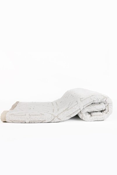 Taka Fabrics Бавовняний рушник для ванної кімнати з мішаним візерунком Wave, 100% бавовна, розмір 70x140 см, кавово-білий