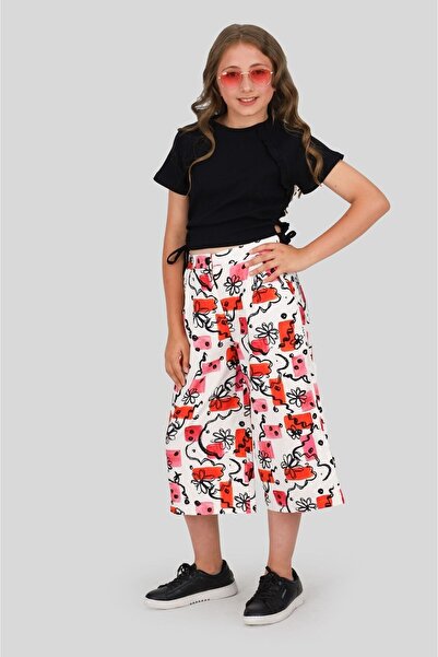 Minigimin Cicileri Pantaloni capri cu talie elastică și picior larg pentru co...