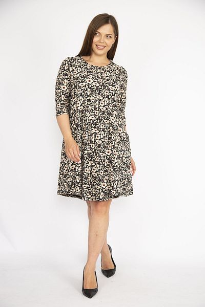 Şans Rochie de damă, colorată, mărime mare, cu model, cu mâneci capri, cu buzunar frontal 65n36472