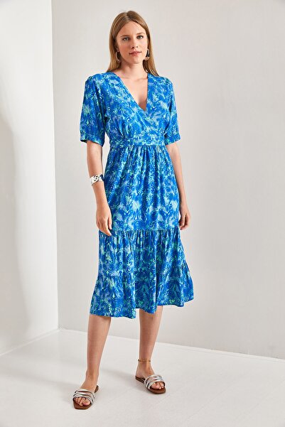 Bianco Lucci Női rövid ujjú duplasoros galléros viszkóz ruha